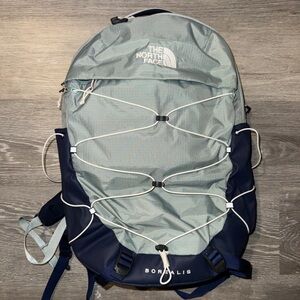 The North Face Borealis Backpack Tin Grey Navy Blue Hiking School Bag Used EUC
